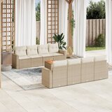 Maison Chic Seti vrtnega pohištva - Vrtna garnitura 9-delna z blazinami bež poli ratan, (21796004) | Shoptok.si