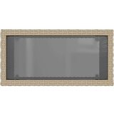  Vrtna miza s stekleno mizno ploščo bež 58x27,5x55cm poli ratan | Shoptok.si