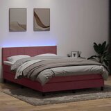 Box Spring krevet s madracem i LED ružičasti 160x220 cm baršun | shoptok.hr