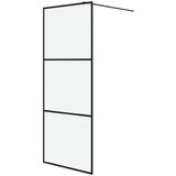 Pregrada za tuš crna 80 x 195 cm s mutnim staklom ESG | shoptok.hr
