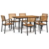  Vrtna garnitura - 7-dijelni vrtni blagovaonski set od bagremovog drva i metala - Dužina stola 140 cm 6 Cijene