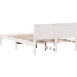 vidaXL Posteljni okvir iz borovega lesa Beli Trden borov les 120 x 200 cm | Shoptok.si