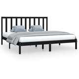 The Living Store Posteljni okvir črn iz trdne borovine 200x200 cm - Posteljni Okvir, (21529268) | Shoptok.si