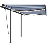  Tenda na ručno uvlačenje s LED svjetlima 3 x 2 5 m plavo-bijela | shoptok.hr