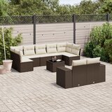  10-dijelni set vrtnih sofa od poliratana s jastucima smeđi | shoptok.hr