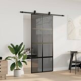  Klizna vrata s priborom crna 90 x 205 cm kaljeno staklo | shoptok.hr