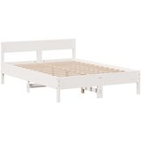 vidaXL Krevet s regalom z knjige bez madraca bijeli 120x200cm borovina | shoptok.hr