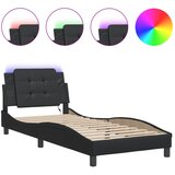Maison Chic Posteljni okvir - Enojna postelja - Postelja za odrasle z LED lučkami črn 100x200 cm umetno usnje, (21696239) Cene