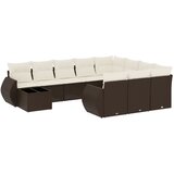  11-dijelni set vrtnih sofa od poliratana s jastucima smeđi | shoptok.hr