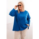 Kesi Włoski Women's Plus Size blouse with cotton, featuring a pocket and rolled sleeves kiwi Cene