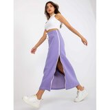 Fashion Hunters Light purple midi skirt with a zipper Cene