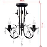  Luster s kristalnim perlama Art Noveau metalni crni 3X E14 svjetiljke | shoptok.hr