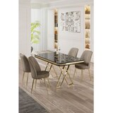 Hanah home Set Trpezarijski sto i 4 stolice, bež-crna | Eponuda.ba