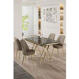 Hanah home vals - black marble, gold, cappuccino black marblegoldcappuccino dining table & chairs set (5 pieces) | ePonuda.com