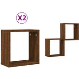  Zidne kockaste police 2 kom smeđi hrast 30x15x30 cm | shoptok.hr