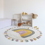 Nattiot Kremno bela pralna ročno tkana bombažna otroška preproga ø110 cm Rainbow Moss – | Shoptok.si