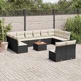  13-dijelni set vrtnih sofa s jastucima poliratan crni | shoptok.hr