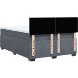 vidaXL Box spring postelja z vzmetnico temno siva 160x200 cm žamet | Shoptok.si