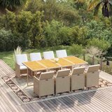  9-dijelni vrtni blagovaonski set od poliratana s jastucima bež 219 cm table length | shoptok.hr