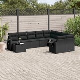 vidaXL 10-dijelni set vrtnih sofa s jastucima crni od poliratana | shoptok.hr