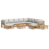 Maison Chic Seti vrtnega pohištva - Vrtna garnitura - Vrtni pohištvo set 12-delna svetlo sive blazine bambus, (21819957) | Shoptok.si
