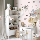  Foto tapeta - Pastel Map - Animals and Continents for Children\'s Room 400x280 Standard | shoptok.hr