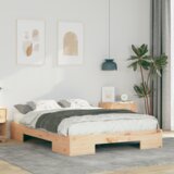 vidaXL Posteljni okvir Rjava 120 x 200 cm Trdna borovina | Shoptok.si