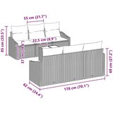  7-delni vrtni kavč set z blazinami svetlo siv poli ratan, (22092852) | Shoptok.si