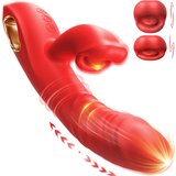 SuperLove 4in1 Licking & Biting Thrusting Rabbit Vibrator Red Cene