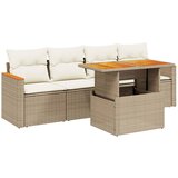 Maison Chic Seti vrtnega pohištva - Vrtna garnitura - Vrtni pohištvo set 5-delna z blazinami bež poli ratan, (21817414) | Shoptok.si