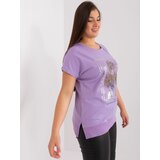 Fashion Hunters Light purple blouse plus size with trim Cene