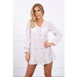 Kesi Dress with decorative ruffles in beige color Cijene