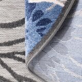 Lesnina XXXL PREPROGA ZA ZUNANJO UPORABO Floral 120 cm tkano modra, siva | Shoptok.si