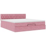 vidaXL Otomanski krevet s madracem&LED ružičasti 180x200 cm baršunasti | shoptok.hr