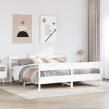 Maison Chic Posteljni okvir - Dvoposteljna postelja - Zakonska postelja brez vzmetnice bel 200x200 cm trdna borovina-J3704, (21774281) | Shoptok.si