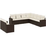  9-dijelni set vrtnih sofa s jastucima poliratan smeđi | shoptok.hr