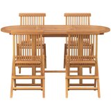  Vrtni set za objed 5 pcs Smeđa Čvrsto teak drvo | shoptok.hr