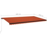  Tenda na ručno uvlačenje LED 600 x 350 cm narančasto-smeđa | shoptok.hr