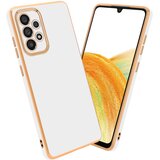 Cadorabo Ohišje, združljiv s Samsungom v sijajnem belem - zlatu - zaščitni pokrov iz fleksibilnega silikona TPU in z zaščito pred kamero, (20596739) | Shoptok.si