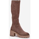 VINCEZA Knee-high eco suede boots on a heel | shoptok.hr