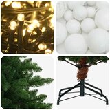  Umjetno božićno drvce s kuglicama 150 cm 150 LED lampica - 150 cm s LED žaruljama i bijelim kuglicama | shoptok.hr