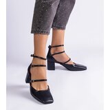 Gemre Black block heel pumps with buckles Eridana | ePonuda.com