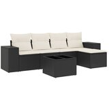Maison Chic Seti vrtnega pohištva - Vrtna garnitura - Vrtni pohištvo set 6-delna z blazinami črna poli ratan, (21808348) | Shoptok.si