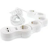 razdelilec 220V 1/5, 5 m, USB, stikalo, nastavljiv, 3x1