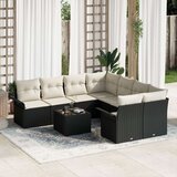 9 Komad Vrtni Sofa Set s Jastučićima Crni Poli Ratan | shoptok.hr