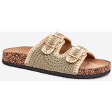 Boto Crochet Women's Sandals With Golden Buckles Green Fenira | shoptok.hr