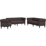 vidaXL Sedežna garnitura 3-delna temno rjava tkanina, (21151839) | Shoptok.si
