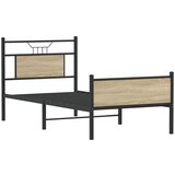vidaXL Posteljni okvir brez vzmetnice hrast 80x200 cm inženirski les | Shoptok.si