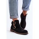 Boto Women's Flat Heel Ankle Boots with Straps Black Melviana | ePonuda.com