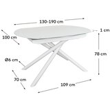Kave Home Bijeli proširiv blagovaonski stol sa staklenom pločom stola 100x130 cm Yodalia – | shoptok.hr
